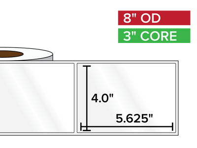 Rectangular Labels, High Gloss BOPP (poly) | 4 x 5.625 inches | 3 in. core, 8 in. outside diameter-Afinia Label Store