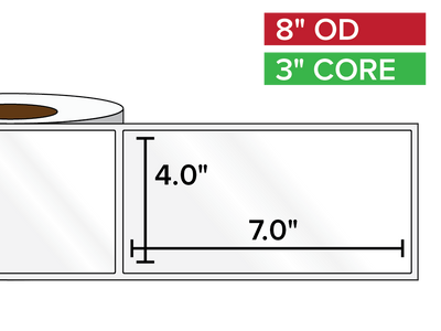 Rectangular Labels, High Gloss BOPP (poly) | 4 x 7 inches | 3 in. core, 8 in. outside diameter-Afinia Label Store