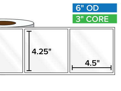 Rectangular Labels, High Gloss BOPP (poly) | 4.25 x 4.5 inches | 3 in. core, 6 in. outside diameter-Afinia Label Store