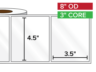 Rectangular Labels, High Gloss BOPP (poly) | 4.5 x 3.5 inches | 3 in. core, 8 in. outside diameter-Afinia Label Store