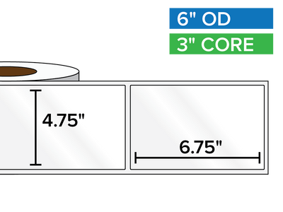 Rectangular Labels, High Gloss BOPP (poly) | 4.75 x 6.75 inches | 3 in. core, 6 in. outside diameter-Afinia Label Store