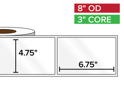 Rectangular Labels, High Gloss BOPP (poly) | 4.75 x 6.75 inches | 3 in. core, 8 in. outside diameter-Afinia Label Store