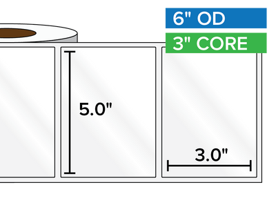 Rectangular Labels, High Gloss BOPP (poly) | 5 x 3 inches | 3 in. core, 6 in. outside diameter-Afinia Label Store