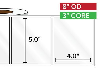 Rectangular Labels, High Gloss BOPP (poly) | 5 x 4 inches | 3 in. core, 8 in. outside diameter-Afinia Label Store