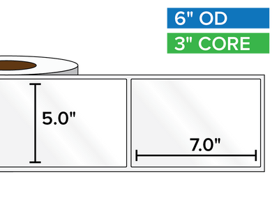 Rectangular Labels, High Gloss BOPP (poly) | 5 x 7 inches | 3 in. core, 6 in. outside diameter-Afinia Label Store