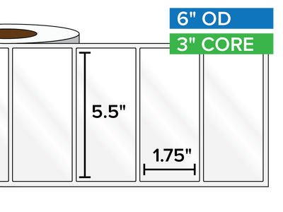 Rectangular Labels, High Gloss BOPP (poly) | 5.5 x 1.75 inches | 3 in. core, 6 in. outside diameter-Afinia Label Store