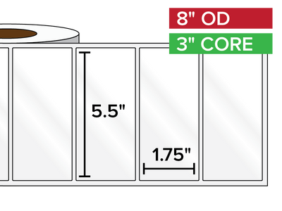 Rectangular Labels, High Gloss BOPP (poly) | 5.5 x 1.75 inches | 3 in. core, 8 in. outside diameter-Afinia Label Store