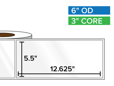 Rectangular Labels, High Gloss BOPP (poly) | 5.5 x 12.625 inches | 3 in. core, 6 in. outside diameter-Afinia Label Store