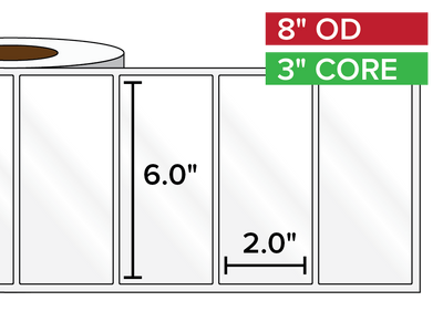 Rectangular Labels, High Gloss BOPP (poly) | 6 x 2 inches | 3 in. core, 8 in. outside diameter-Afinia Label Store