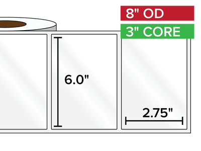 Rectangular Labels, High Gloss BOPP (poly) | 6 x 2.75 inches | 3 in. core, 8 in. outside diameter-Afinia Label Store