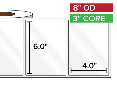 Rectangular Labels, High Gloss BOPP (poly) | 6 x 4 inches | 3 in. core, 8 in. outside diameter-Afinia Label Store