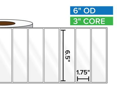 Rectangular Labels, High Gloss BOPP (poly) | 6.5 x 1.75 inches | 3 in. core, 6 in. outside diameter-Afinia Label Store