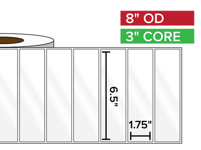 Rectangular Labels, High Gloss BOPP (poly) | 6.5 x 1.75 inches | 3 in. core, 8 in. outside diameter-Afinia Label Store