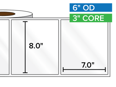 Rectangular Labels, High Gloss BOPP (poly) | 8 x 7 inches | 3 in. core, 6 in. outside diameter-Afinia Label Store