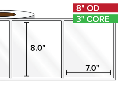 Rectangular Labels, High Gloss BOPP (poly) | 8 x 7 inches | 3 in. core, 8 in. outside diameter-Afinia Label Store