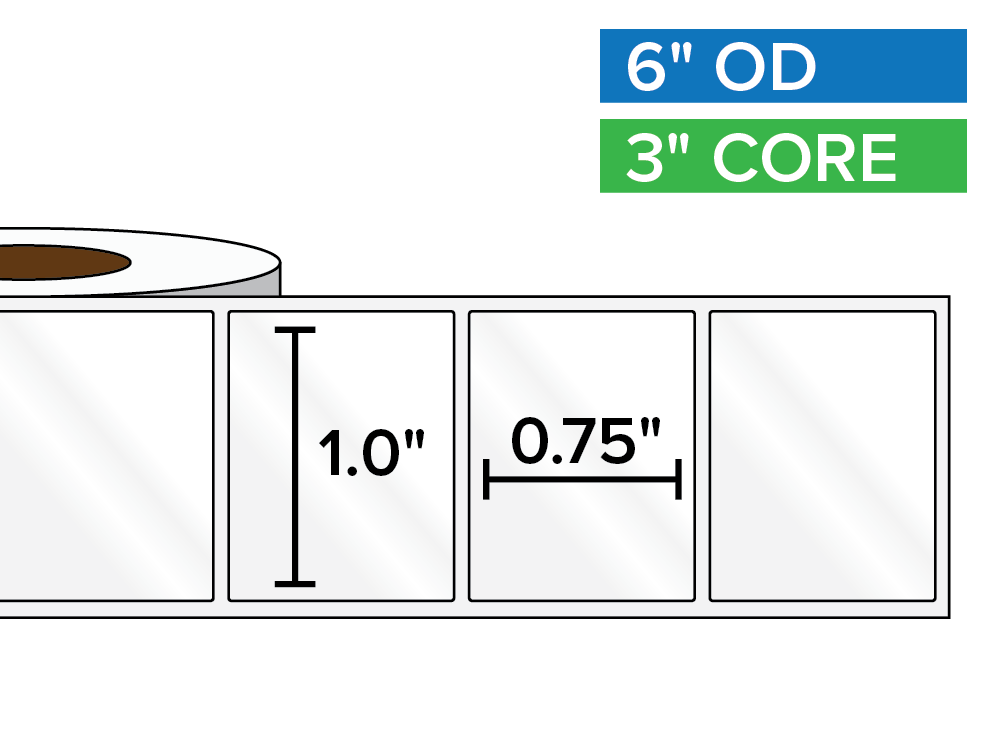 Rectangular Labels, High Gloss White Paper | 1.0 x 0.75 inches | 3 in. core, 6 in. outside diameter-Afinia Label Store