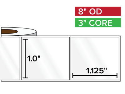 Rectangular Labels, High Gloss White Paper | 1 x 1.125 inches | 3 in. core, 8 in. outside diameter-Afinia Label Store