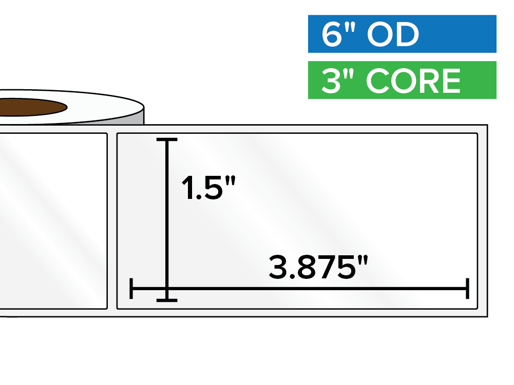 Rectangular Labels, High Gloss White Paper | 1.5 x 3.875 inches | 3 in. core, 6 in. outside diameter-Afinia Label Store