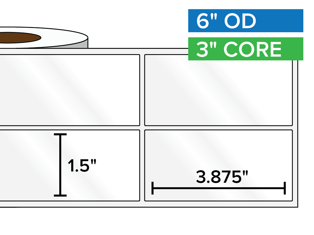 Rectangular Labels, High Gloss White Paper | 1.5 x 3.875 inches, 2-UP | 3 in. core, 6 in. outside diameter-Afinia Label Store