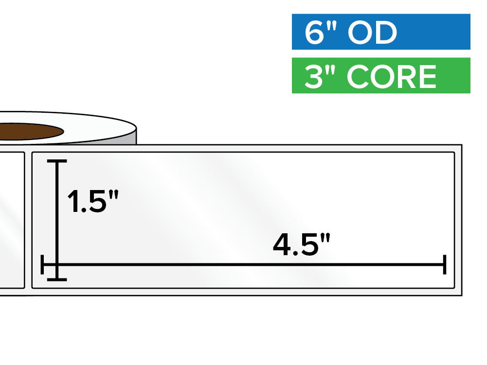 Rectangular Labels, High Gloss White Paper | 1.5 x 4.5 inches | 3 in. core, 6 in. outside diameter-Afinia Label Store