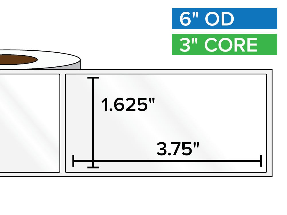 Rectangular Labels, High Gloss White Paper | 1.625 x 3.75 inches | 3 in. core, 6 in. outside diameter-Afinia Label Store