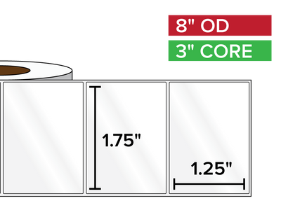 Rectangular Labels, High Gloss White Paper | 1.75 x 1.25 inches | 3 in. core, 8 in. outside diameter-Afinia Label Store