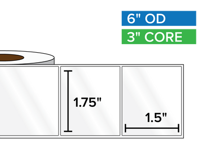 Rectangular Labels, High Gloss White Paper | 1.75 x 1.5 inches | 3 in. core, 6 in. outside diameter-Afinia Label Store