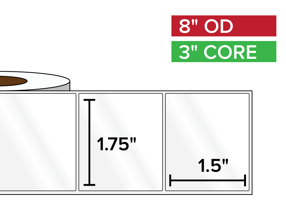 Rectangular Labels, High Gloss White Paper | 1.75 x 1.5 inches | 3 in. core, 8 in. outside diameter-Afinia Label Store