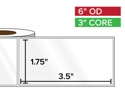 Rectangular Labels, High Gloss White Paper | 1.75 x 3.5 inches | 3 in. core, 8 in. outside diameter-Afinia Label Store