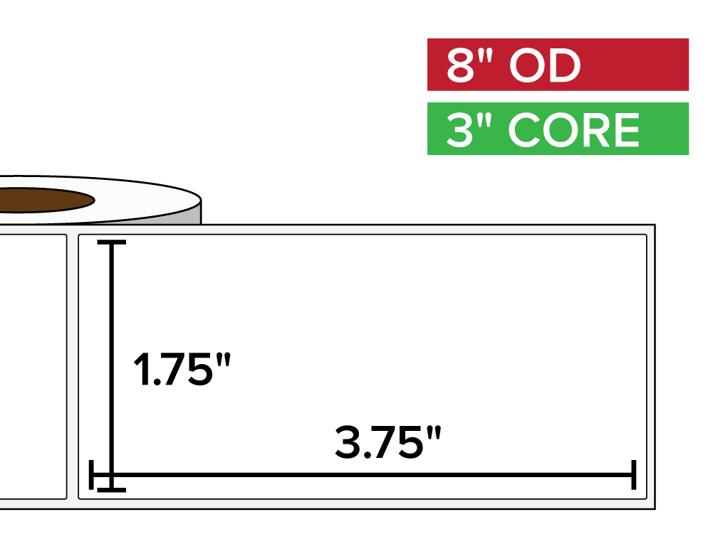 Rectangular Labels, High Gloss White Paper | 1.75 x 3.75 inches | 3 in. core, 8 in. outside diameter-Afinia Label Store