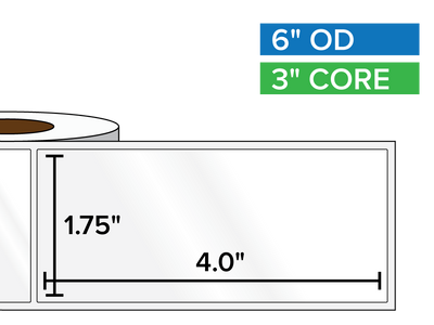 Rectangular Labels, High Gloss White Paper | 1.75 x 4 inches | 3 in. core, 6 in. outside diameter-Afinia Label Store