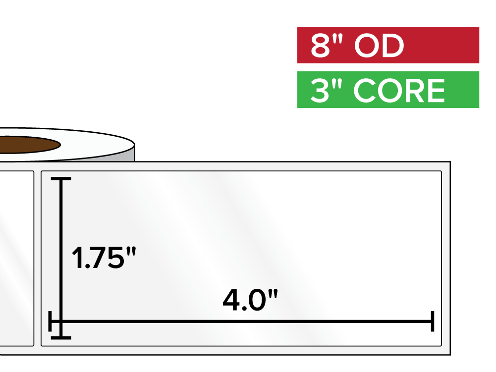 Rectangular Labels, High Gloss White Paper | 1.75 x 4 inches | 3 in. core, 8 in. outside diameter-Afinia Label Store