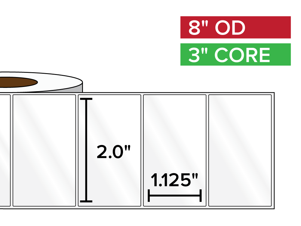 Rectangular Labels, High Gloss White Paper | 2 x 1.125 inches | 3 in. core, 8 in. outside diameter-Afinia Label Store