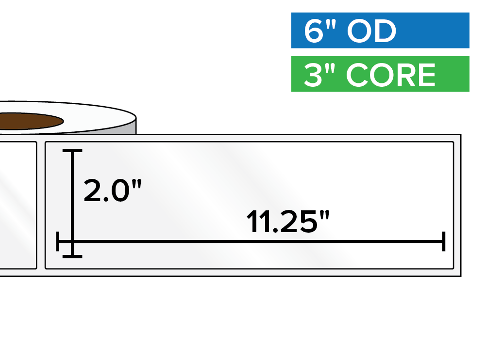 Rectangular Labels, High Gloss White Paper | 2 x 11.25 inches | 3 in. core, 6 in. outside diameter-Afinia Label Store