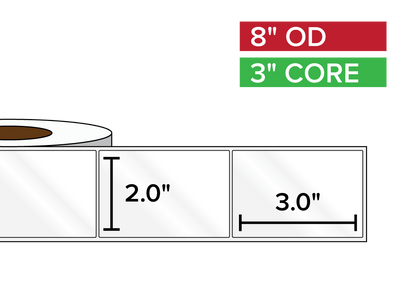 Rectangular Labels, High Gloss White Paper | 2 x 3 inches | 3 in. core, 8 in. outside diameter-Afinia Label Store