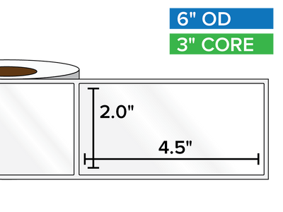 Rectangular Labels, High Gloss White Paper | 2 x 4.5 inches | 3 in. core, 6 in. outside diameter-Afinia Label Store