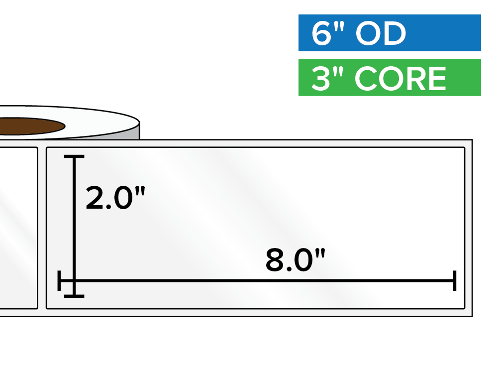 Rectangular Labels, High Gloss White Paper | 2 x 8 inches | 3 in. core, 6 in. outside diameter-Afinia Label Store