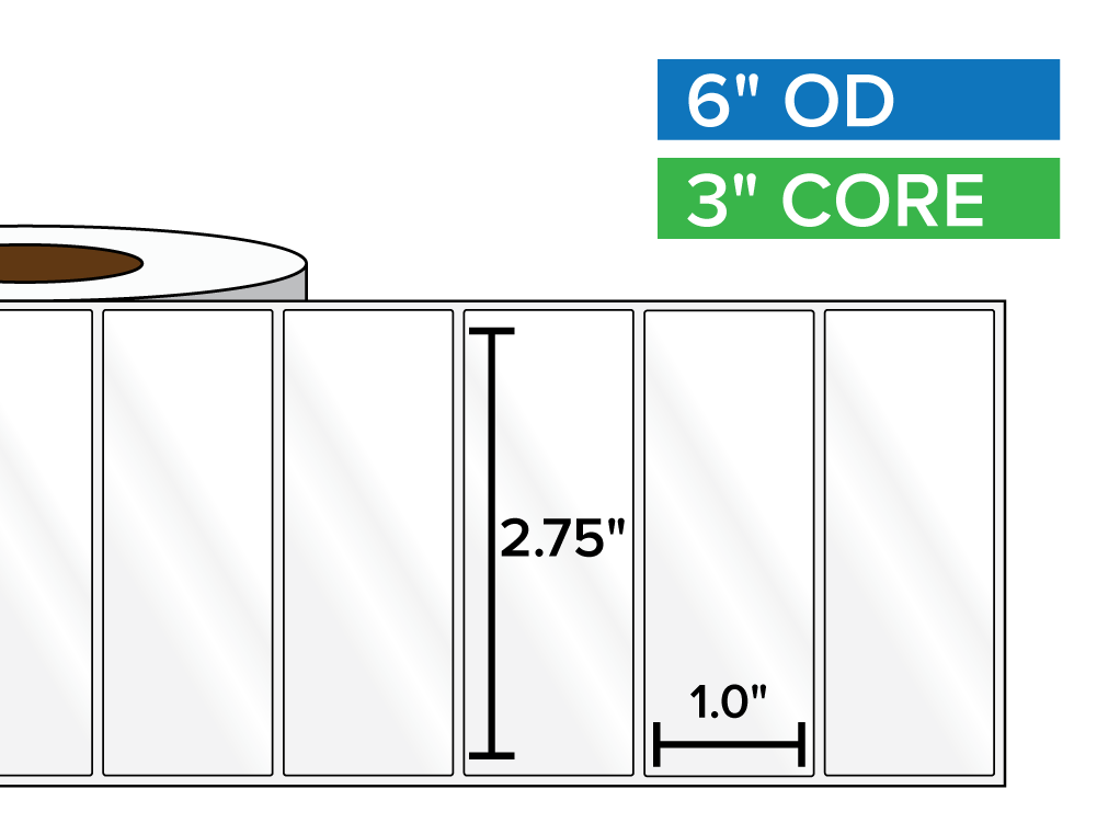 Rectangular Labels, High Gloss White Paper | 2.75 x 1 inches | 3 in. core, 6 in. outside diameter-Afinia Label Store