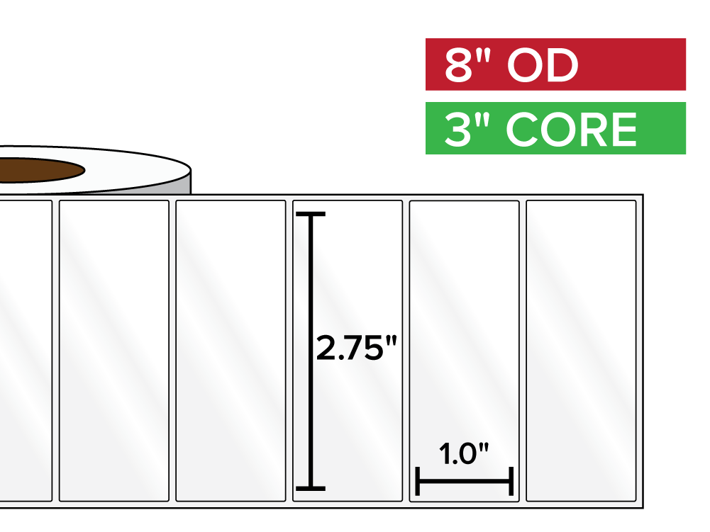 Rectangular Labels, High Gloss White Paper | 2.75 x 1 inches | 3 in. core, 8 in. outside diameter-Afinia Label Store