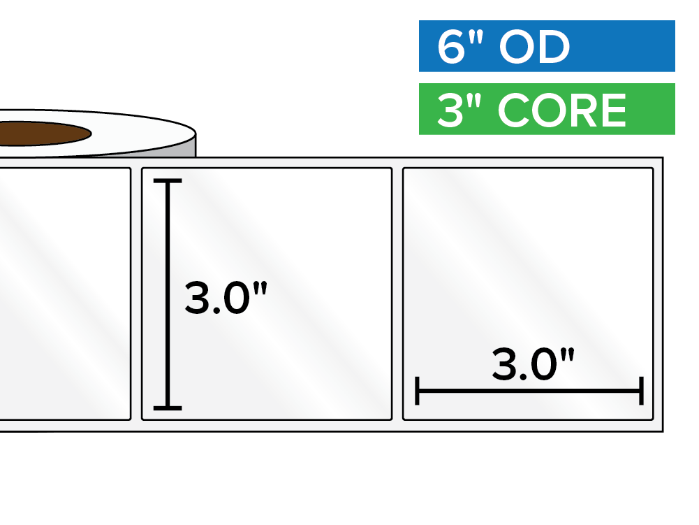 Rectangular Labels, High Gloss White Paper | 3 x 3 inches | 3 in. core, 6 in. outside diameter-Afinia Label Store