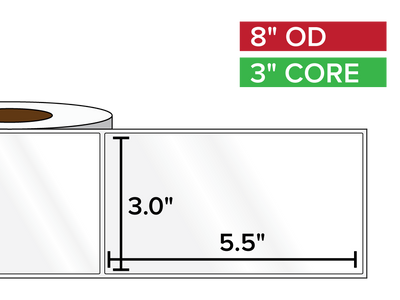 Rectangular Labels, High Gloss White Paper | 3 x 5.5 inches | 3 in. core, 8 in. outside diameter-Afinia Label Store