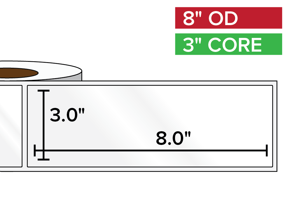 Rectangular Labels, High Gloss White Paper | 3 x 8 inches | 3 in. core, 8 in. outside diameter-Afinia Label Store