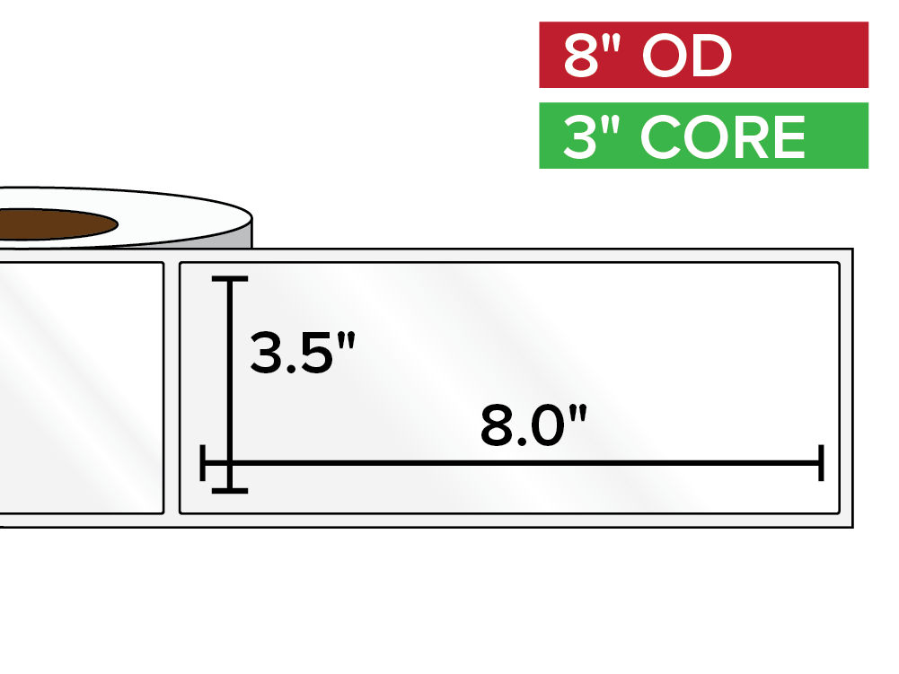 Rectangular Labels, High Gloss White Paper | 3.5 x 8 inches | 3 in. core, 8 in. outside diameter-Afinia Label Store