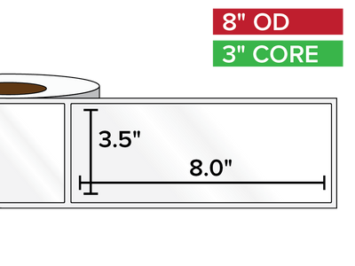 Rectangular Labels, High Gloss White Paper | 3.5 x 8 inches | 3 in. core, 8 in. outside diameter-Afinia Label Store