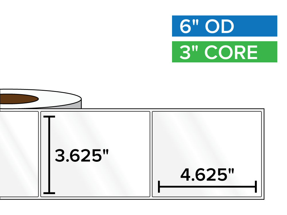 Rectangular Labels, High Gloss White Paper | 3.625 x 4.625 inches | 3 in. core, 6 in. outside diameter-Afinia Label Store