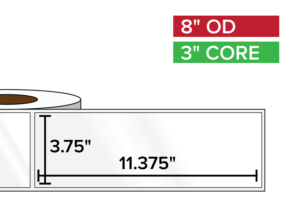 Rectangular Labels, High Gloss White Paper | 3.75 x 11.375 inches | 3 in. core, 8 in. outside diameter-Afinia Label Store