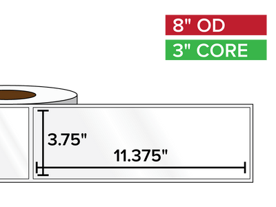 Rectangular Labels, High Gloss White Paper | 3.75 x 11.375 inches | 3 in. core, 8 in. outside diameter-Afinia Label Store