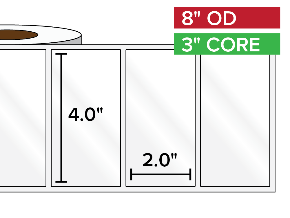 Rectangular Labels, High Gloss White Paper | 4 x 2 inches | 3 in. core, 8 in. outside diameter-Afinia Label Store