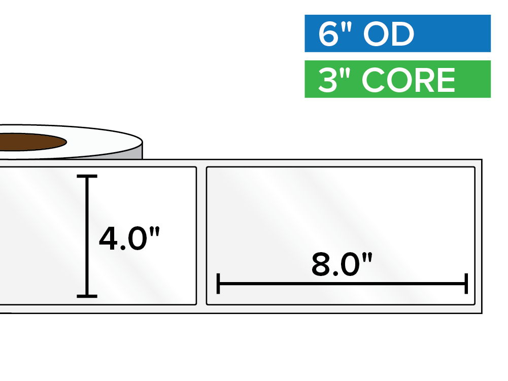 Rectangular Labels, High Gloss White Paper | 4 x 8 inches | 3 in. core, 6 in. outside diameter-Afinia Label Store