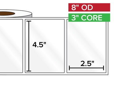 Rectangular Labels, High Gloss White Paper | 4.5 x 2.5 inches | 3 in. core, 8 in. outside diameter-Afinia Label Store